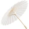 White Paper Parasol Umbrella, 15.7 in / 40 cm Decorative Paper Umbrella for Crafts, DIY Painting, Wedding Decor, Natural Wood Frame, Foldable for Photo Props and Art Display