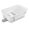 White Plastic Dish Drying Rack with Drainboard, 18.25 x 13.75 in