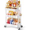 White Rolling cart with Wooden Table top & General Version