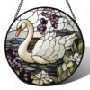 White Swan Landscape Stained Glass Style Suncatcher,Window Hanging Decor,Acrylic Jigsaw Puzzle,Birthday Gift for Kids and Family,7.4 in,83 Pieces Irregular Pieces