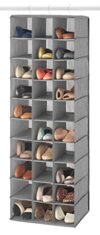 Whitmor 30 Sections Hanging Clothes Closet Shoe Organizer, Space Saving Breathable Fabric Shoe Storage for Bedroom, Laundry, Dorm, Crosshatch Gray