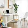 Whole Electric Standing Desk, 48 x 24 Inches Height Adjustable Desk, Sit Stand Desk Home Office Desks White