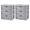 Wide 3-Drawer Decorative Storage Tower with Removable Plastic Bins, Integrated Handles, Tool-Free Assembly, Multi-Size/Color Options, Indoor Organization(Gray,2Pack)