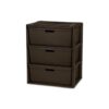 Wide 3 Drawer Plastic Storage Tower with Cross-Weave Design, Brown