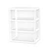 Wide 3 Drawer Tower, Plastic Storage Organizer with Removable Clear Bins, Easy Assembly, No Tools Needed (White)