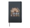 Wild About Reading Books Reader Lover Bookworm Library Day Hardcover Journal, Black
