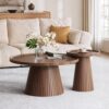 win2win Nesting Coffee Table Set of 2 with Wood Grain Veneer, Walnut