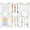 WINDVALE Educational Wall Art Prints, Set of 6, Letters Numbers Colors Shapes Days Months, Pastel Learning Charts, 11x14 Inches (Natural)