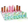 WinnerWhy Rainbow Crystal Acrylic Chess Set, 11. 8 x 11. 8 Inch Large Modern Acrylic Checkers Set Table Game Board for Adults