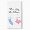 WINSD Personalized Long Distance Kitchen Towel, Custom Two State Birthstone Map Dish Towel with Names, Gift for Couples, Friends & Family (# B)