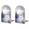 Winter Skiing Wooden Bookends for Shelves 1 Pair