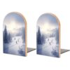 Winter Skiing Wooden Bookends for Shelves 1 Pair