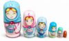 Winterworm Set of 6 Colorful Girl Russian Nesting Dolls Cute Dessert Girl Matryoshka Dolls Kids Stacking Toy Blue Bandana Girls Wooden Doll for Christmas Birthday Boys Kids Gift Home Decor
