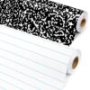 Wiooffen 2 Pack Composition Notebook Bulletin Board Roll Paper 17x118 Inches Black and White Peel and Stick Wallpaper Composition Notebook Fade Resistant Classroom Decor for School Office Home