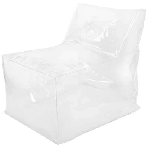 wkao Large Clear Storage Bean Bag Chair, Dual Function Sofa Style Organizer with Armrests, Heavy Duty PVC Display Bin, Easy Clean, Dustproof, Moisture Proof for Living Room, Bedroom