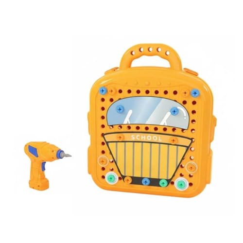 Wmqbjta Children Assembly Screwdr Construction Playset Drill Wrench Screwdriver Workbench Stool Storage Case for Problem Solving Skills Suitable for Preschool, Orange, Electric Model