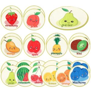 Woanger 24 Pcs Fruit Carpet Circles for Classroom Sitting 13.78 Inch Round Classroom Rug Non Slip Carpet Sitting Floor Seats for Elementary Preschool Daycares 100th Day of School Learning Playing Area