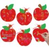 Woanger 60 Sets Fall Apples Scratch Art Craft Kit Back to School Crafts DIY Scratch Paper Set with Wooden Stylus Ribbons, Creative Party Craft Supplies for Fall Party Favor Art Projects Hanging Decor