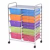 WODHAZNC 15 Drawer Rolling Storage Cart Tools Scrapbook Paper Office School Organizer Mutli Color Home Furniture