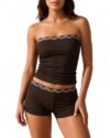 Women's Bandeau Tankini Set with Boyshorts, Removable Straps Swimsuit