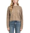 Women's Cropped Hollow Leaf Knit Pullover Crew Neck Long Sleeve Casual Fall Winter Sweater