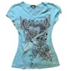 Womens Crop Tops Y2k Grunge Shirts Women Vintage 2000s Fairy Aesthetic Mcbling Goth Tops Casual Whimsy Twee Short Sleeve Slim Fit Streetwear,Blue,S