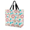 Womens Delicious And Sweet Donuts And Hearts Large Shoulder Tote Bag, Durable Grocery Bag, Sturdy for Beach Camping Commute, Travel Utility