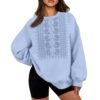 Womens Embroidered Sweatshirt Kangaroo Pocket Oversized Hooded Sweatshirt
