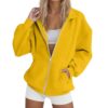 Womens Fall Jackets Dressy Casual No Hood Zip Up Collared Sweatshirts