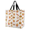 Womens Fast Food Burgers Pizza Slices Hot Dogs Large Shoulder Tote Bag, Durable Casual Bag, Wide Long Shoulder Straps Straps for Grocery Vacation, Carryall Aesthetic Bag