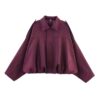 Women's Faux Suede Bomber Cropped Jacket Zip-Up Fall Trendy Coat (Red,X-Large)