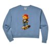 Womens I Love NYC, Urban Skateboarding Bear Street Art Graphic Comfort Colors Crop Sweatshirt