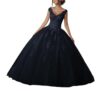 Women's Laces Tulle Ball Gowns Applique V Neck Princess Dresses for Teens