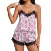 Women's Milk Silk 2 Piece Pajama Set,Lace Trim Cami And Shorts X-Small