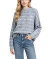 Women's Mock Neck Gradient Stripe Knit Sweater Long Sleeve Loose Pullover