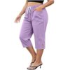 Women's Plus Size Capri Pants Drawstring Waist with Pockets