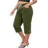 Women's Plus Size Capri Pants Drawstring Waist with Pockets