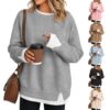 Womens Pullover Oversized Crewneck Cute Long Sleeve Sweatshirt