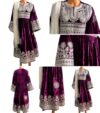 Women’s Purple Afghan Velvet Dress with Dupatta