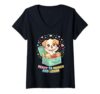 Women's Ready to Munch and Learn Cute Puppy Lunchbox Snack Time V-Neck T-Shirt
