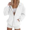 Womens Sweatshirt Jacket Zip Up No Hood Collared Sweatshirts Oversized