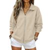 Womens Sweatshirts No Hood Oversized Zip Up Ladies Fleece Jacket Fall 2026