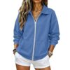 Womens Sweatshirts No Hood Oversized Zip Up Ladies Fleece Jacket Fall 2026