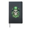 Women St Patricks Day Skull Shamrock Hardcover Journal, Black