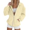 Womens Zip Up Hoodies Oversized Trendy Collared Sweatshirt Long Sleeve