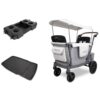 WonderFold L2 Bundle - 2-Seater Stroller Wagon with All-Weather Floor Mat and Flex Snack Tray, Safety-Certified with 5-Point Harnesses - Gray
