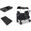 Wonderfold W4 Elite Pro Bundle - 4-Seater Stroller Wagon with All-Weather Mat and Flex Snack Tray, Safety-Certified with 5-Point Harnesses - Black