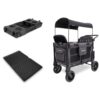 Wonderfold W4 Luxe Pro Bundle - 4-Seater Stroller Wagon with All-Weather Mat and Flex Snack Tray, Safety-Certified with 5-Point Harnesses - Gray