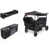 WonderFold X4R Bundle - 4-Seater Stroller Wagon with X Series Snack Tray and Parent Console, Safety-Certified with 5-Point Harnesses - Black