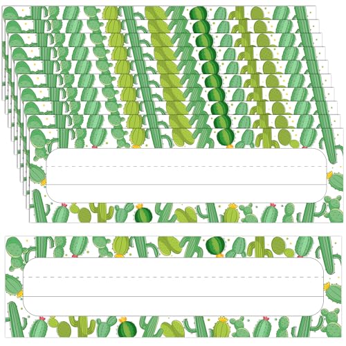Wonmon 50 PCS Classroom Name Tags for Desk, Cactus Student Nameplates for Classroom Cubbies, Back to School Student Desk Name Tags Classroom Name Plates, 10 x 3 inch
